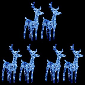 vidaXL Χριστουγεννιάτικοι Τάρανδοι 6 τεμ. 240 LED Μπλε Ακρυλικό