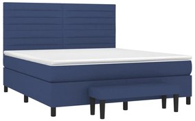 Κρεβάτι Boxspring με Στρώμα Μπλε 180x200 εκ. Υφασμάτινο - Μπλε