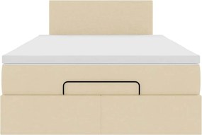 vidaXL Οθωμανικό κρεβάτι με στρώμα Cream 120x200cm ύφασμα