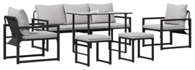 vidaXL Σετ Καναπέ Κήπου 6 pcs Μαύρο 61 x 72.5 x 71 εκ Ατσάλι