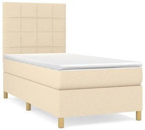 vidaXL Κρεβάτι Boxspring με Στρώμα Κρεμ 100 x 200 εκ. Υφασμάτινο