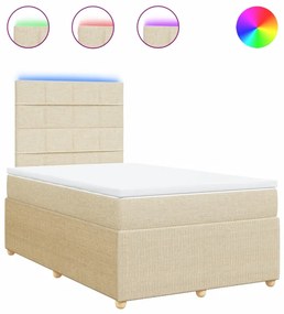 vidaXL Κρεβάτι Boxspring με Στρώμα Κρεμ 120x200 εκ. Υφασμάτινο