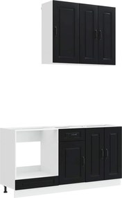 vidaXL Μονάδα κουζίνας KALMAR 5 pcs Μαύρο Επεξεργασμένο Ξύλο
