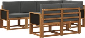 vidaXL Σειρά Καναπέ Εξωτερικού 7 pcs Φυσικό και Ανθρακί Πολυεστέρας