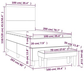 Κρεβάτι Boxspring με Στρώμα Γκρι 100x200εκ. από Συνθετικό Δέρμα - Γκρι