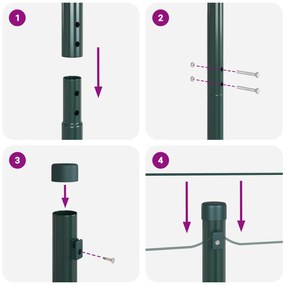 vidaXL Στυλίδια Φράχτη 52 τεμάχια Πράσινα Ø32 mm 190 cm Γαλβανισμένο Χάλυβα