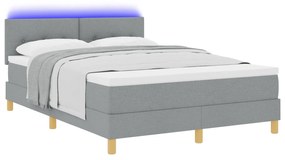 vidaXL Κρεβάτι με κουτί ελατηρίων και στρώμα & LED Ανοιχτό γκρι 140x200 εκ. Υφασμάτινο
