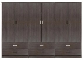 WARDROBE REINA 6-LEAF WITH 6 DRAWERS FB921060.01 MELAMINE IN ZEBRANO COLOR 240x42x181Hcm.