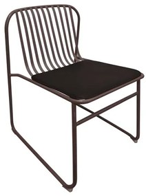 Ε540,3 STRIPE Καρέκλα Κήπου Βεράντας, Μέταλλο Βαφή Sand Brown, Μαξιλάρι PU Μαύρο Καφέ Σκούρο, , 1 Τεμάχιο