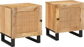 vidaXL Κομοδίνο 2 pcs Φυσικό 40 x 33 x 46 εκ.