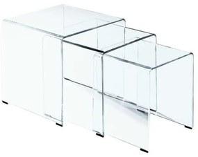 Set-3 Τραπεζάκια GLASSER Clear γυαλί 10mm 42x42x42cm