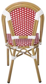 PARIS Καρέκλα Bistro, Αλουμίνιο Φυσικό, Wicker Άσπρο - Κόκκινο, Στοιβαζόμενη