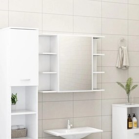 Καθρέφτης Μπάνιου με Ντουλάπι Λευκός 80x20,5x64 εκ. Επεξ. Ξύλο - Λευκό