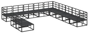vidaXL Σετ Καναπέ Κήπου 11 pcs Μαύρο 70 x 70 x 32 εκ. Αλουμίνιο