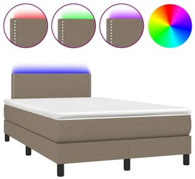 vidaXL Κρεβάτι Boxspring με Στρώμα & LED Taupe 120x190 εκ. Υφασμάτινο