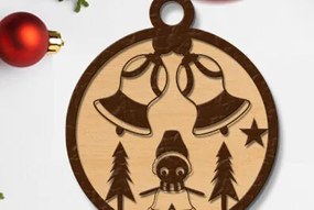 Σετ των 2 Intra απο ξύλο plywood 3mm-4mm πάχος Χριστουγεννιάτικη μπάλα 3D Design Δίασταση 15x15 cm INTRAFABR-73432210