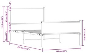 Σκελετός Κρεβ. Χωρίς Στρώμα Sonoma Δρυς 107x203 εκ. Μεταλλικό - Καφέ