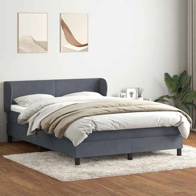 Box Spring Κρεβάτι με στρώμα Σκούρο γκρι 140x220 cm Βελούδινο - Γκρι