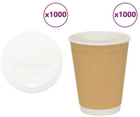 vidaXL Χάρτινα ποτήρια καφέ με καπάκια 1000 τεμάχια 12oz 300ml