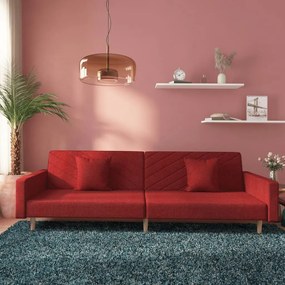 Καναπές Κρεβάτι Διθέσιος Μπορντό Υφασμάτινος με Δύο Μαξιλάρια - Κόκκινο