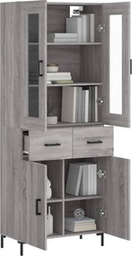 vidaXL Ντουλάπι Γκρι Sonoma 69,5 x 34 x 180 εκ. Επεξεργασμένο Ξύλο