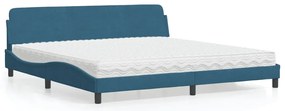vidaXL Κρεβάτι με Στρώμα Dover Μπλε 200x200 εκ. Βελούδινο