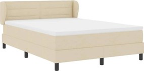 vidaXL Κρεβάτι με ελατήρια με στρώμα Κρεμ 140 x 190 cm ύφασμα