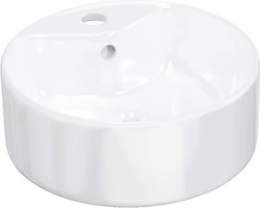 vidaXL Νιπτήρας Στρογγυλός Λευκός 40 x 14,5 εκ. Κεραμικός