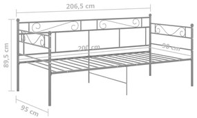 Πλαίσιο για Καναπέ - Κρεβάτι Γκρι 90 x 200 εκ. Μεταλλικό - Γκρι