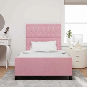 vidaXL Σκελετός Κρεβατιού με κεφαλάρι Ροζ 120 x 190 cm Βελούδο