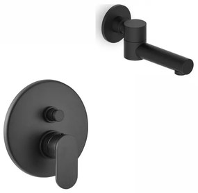Armando Vicario Slim Black Matt Μίκτης Εντοιχισμού 2 Εξόδων με Εκτροπέα+Περιστρεφόμενο Στόμιο