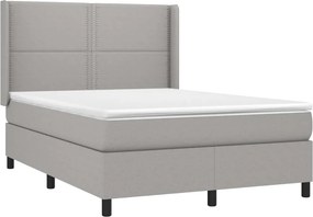 vidaXL Κρεβάτι Boxspring με Στρώμα Ανοιχτό Γκρι 140x200 εκ. Υφασμάτινο