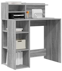 vidaXL Γραφείο με Αποθήκευση με ράφι Γκρι sonoma 90 x 48 x 101.5 εκ.