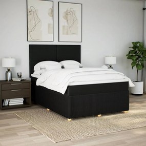 vidaXL Κρεβάτι Boxspring με Στρώμα Μαύρο 140x200 εκ. Υφασμάτινο