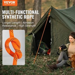 VEVOR Arborist Tree Climbing Rope Double Braid Polyester 1,9 cm (3/4") x 67,1 m (220') 24-Strand