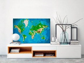 Πίνακας για να τον ζωγραφίζεις - World Map (Blue &amp; Green) 60x40