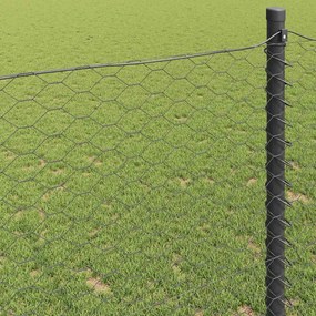 vidaXL Φράχτης Εξαγώνου Γκρι 0.8 x 10 m Ατσάλι