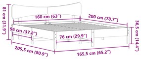 Σκελετός Κρεβ. Χωρίς Στρώμα Λευκό 160x200 εκ Μασίφ Πεύκο - Λευκό