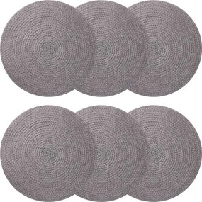 vidaXL Γιούτα Σουβέρ 6 pcs Γκρι Ø 30 cm 100% Γιούτα Τοσσά