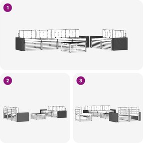 vidaXL Σειρά Καναπέ Εξωτερικού 7 pcs Φυσικό και Κρέμα Πολυεστέρας