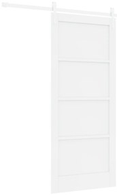 vidaXL Συρόμενη Πόρτα  με Σετ Εξαρτημάτων Λευκή 86x198.5 εκ. Συμπαγές Ξύλο Πεύκου