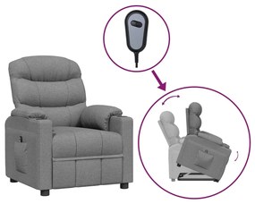 vidaXL Πολυθρόνα με Ανύψωση Ανοιχτό Γκρι Υφασμάτινη