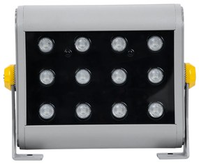 GloboStar® FLOOD-HENA 90641 Προβολέας Wall Washer για Φωτισμό Κτιρίων LED 24W 2400lm 30° DC 24V Αδιάβροχο IP65 Μ22.5 x Π6 x Υ16.5cm Πολύχρωμο RGB DMX512 - Ασημί - 3 Years Warranty