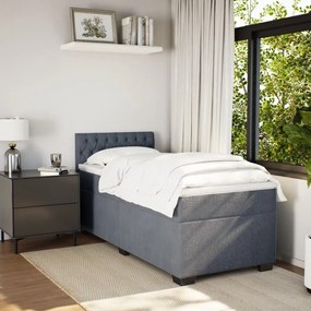 vidaXL Κρεβάτι Boxspring με Στρώμα Σκούρο Γκρι Single Βελούδινο