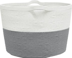 vidaXL Καλάθι Απλύτων Γκρι και Λευκό Ø60x36 εκ. Βαμβακερό