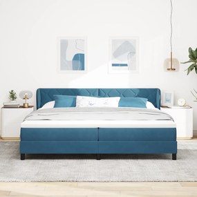 vidaXL κρεβάτι με βάση και στρώμα  Σκούρο Μπλε 200x200 εκ Βελούδο