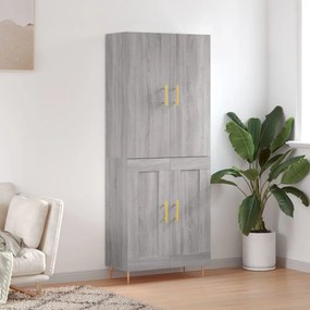 vidaXL Ντουλάπι Γκρι Sonoma 69,5 x 34 x 180 εκ. Επεξεργασμένο Ξύλο