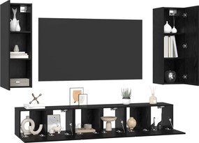 vidaXL Σετ επίπλου τηλεόρασης 5 pcs Μαύρη Οξυά Επεξεργασμένο ξύλο