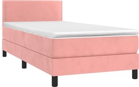 vidaXL Κρεβάτι Boxspring με Στρώμα Ροζ 100x200 εκ. Βελούδινο