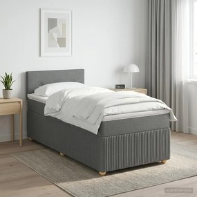 vidaXL Κρεβάτι box spring με στρώμα Σκούρο Γκρι 80 x 200 cm Ύφασμα